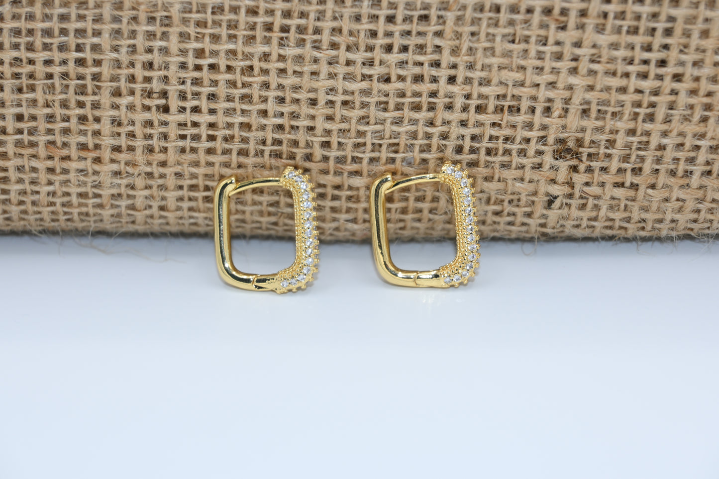 Square Sparkle Hoop Earring