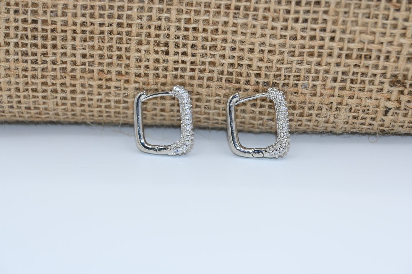 Square Sparkle Hoop Earring